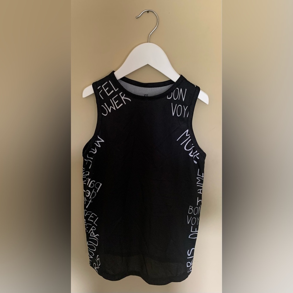 River Island Boys Black Side Print Tank Top